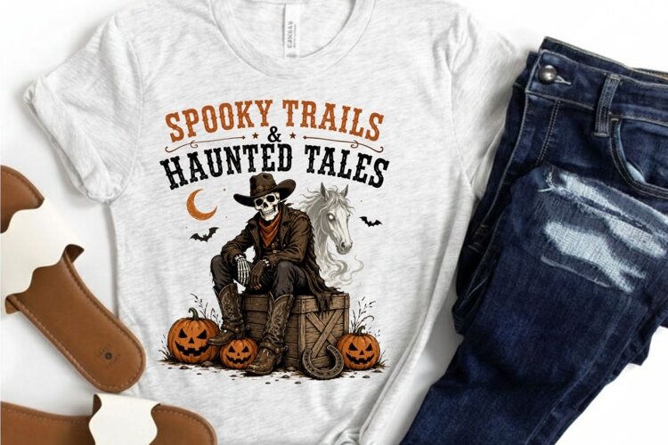 Spooky Trails Haunted Tales PNG Sublimation Design - Western example image 1