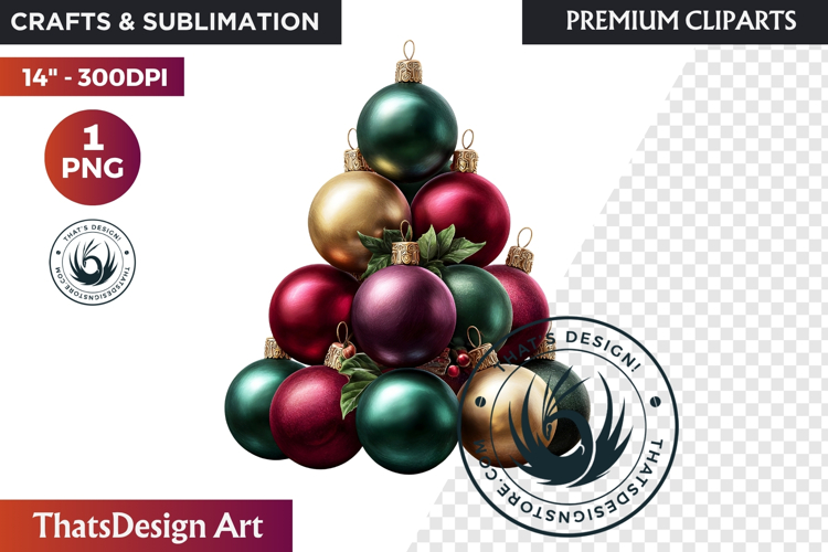 Christmas Baubles Clipart, Festive Holiday Ornaments PNG