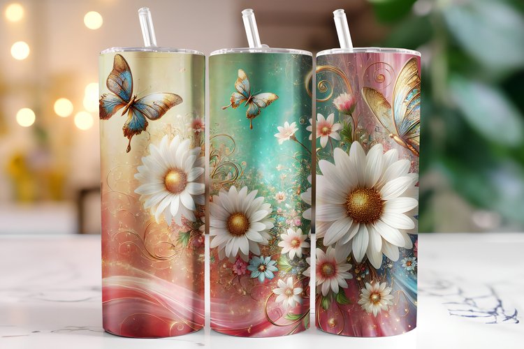 Flowers Tumbler Wrap | Sublimation | Tumblers example image 1