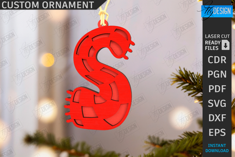 Christmas Letter Ornament|Hanging Christmas Monogram SVG|CNC