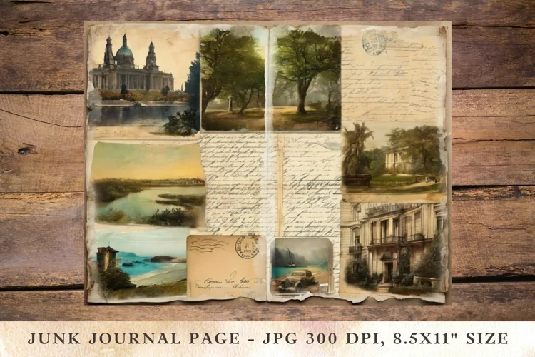 Printable Junk Journal Pages landscape 10