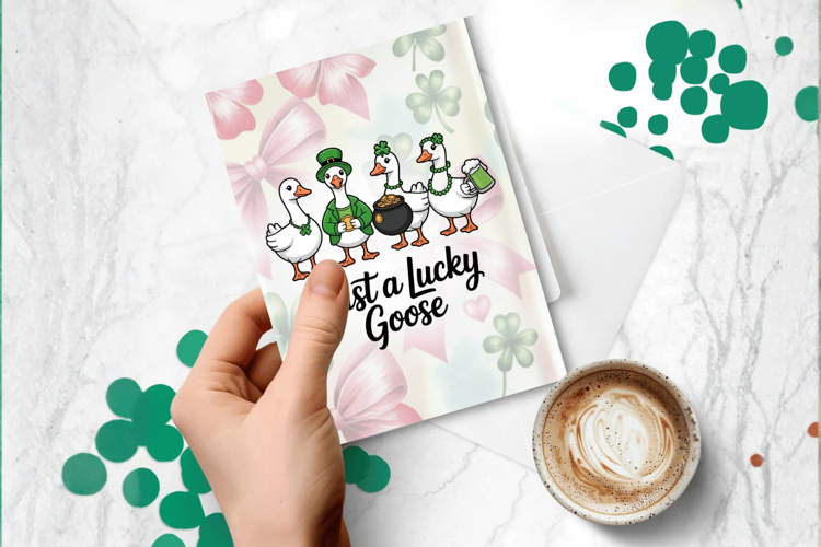 Just a Lucky Goose Funny Goose Greeting Card PNG Sublimation