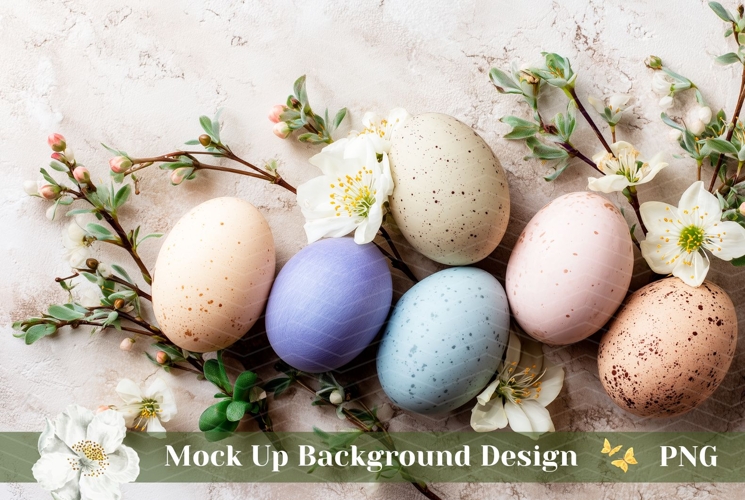 Cute Easter Background PNG, Floral Background Mockup Design