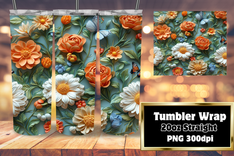 Customizable 20oz Tumbler File , 3D Flower