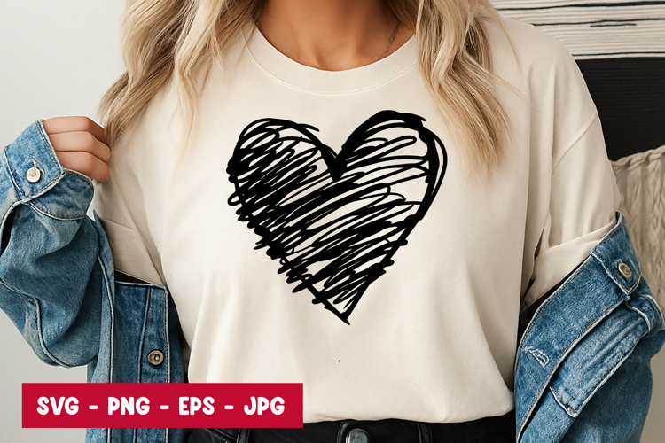 Black Scribble Heart Love SVG PNG