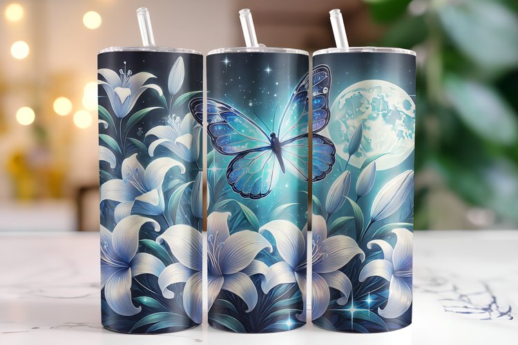 Flowers   Butterfly Tumbler Wrap | Sublimation | Tumblers