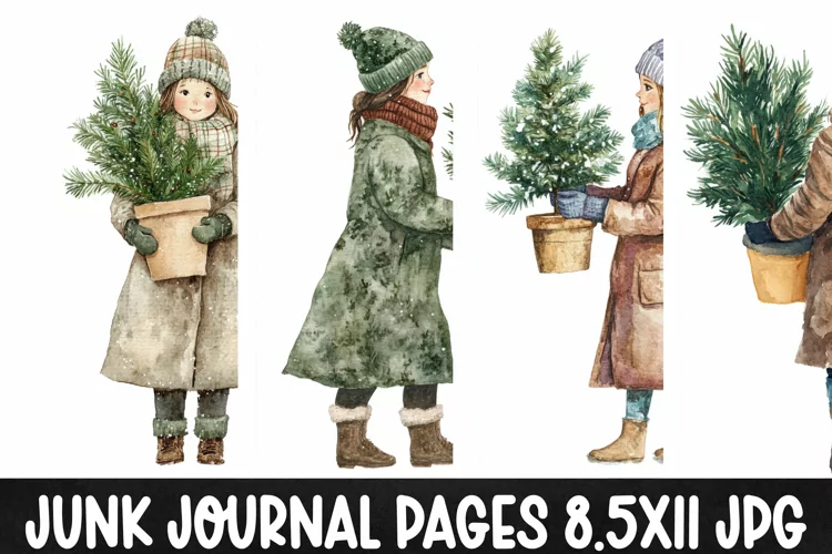 4 Christmas Digital Papers I Christmas Junk Journal Pages