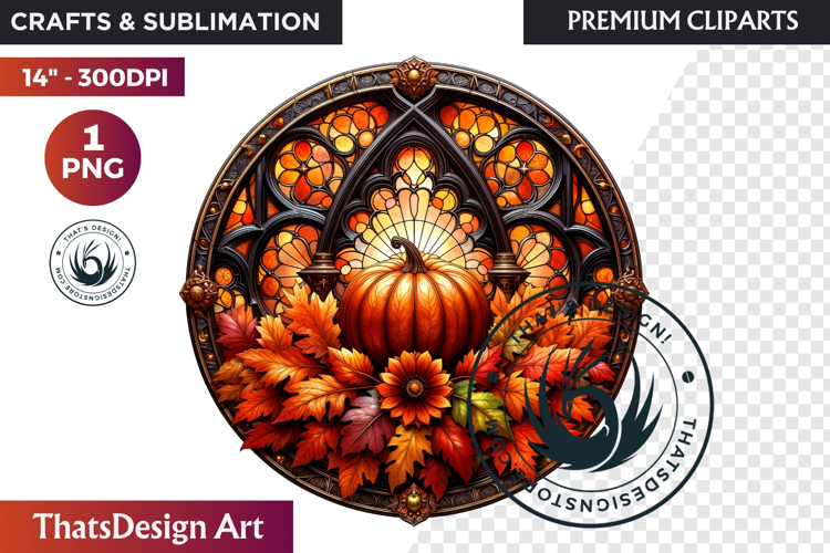 Halloween Gothic stained Glass Pumpkin Clipart