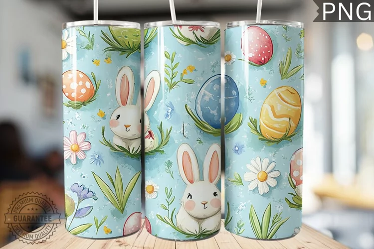 Spring Easter Tumbler Wrap - High Quality 300 Dpi