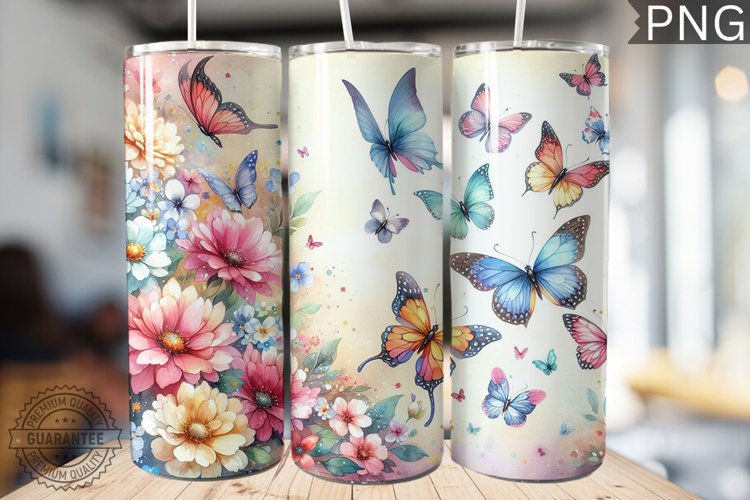 Butterflies Tumbler Sublimation - Tumbler PNG Design
