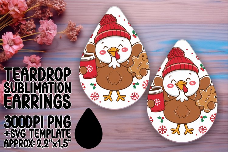 Elegant Teardrop Earrings Artwork PNG , Christmas