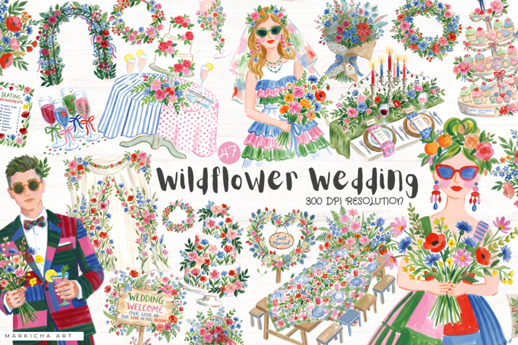 Wildflower Wedding Clipart
