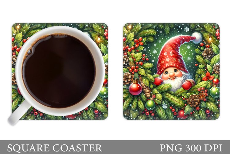 Christmas Gnome Coaster. Christmas Coaster Sublimation