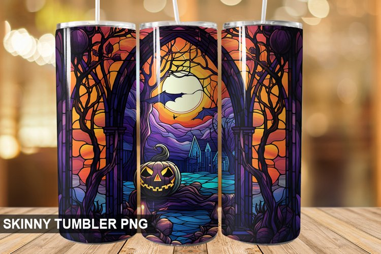 Stained Glass Halloween Tumbler 20 oz Skinny Tumbler