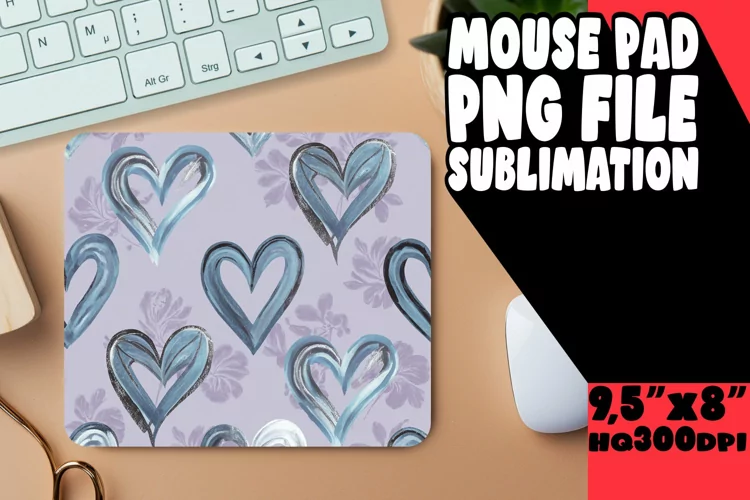 Vibrant Mouse Pad Sublimation Design, Heart