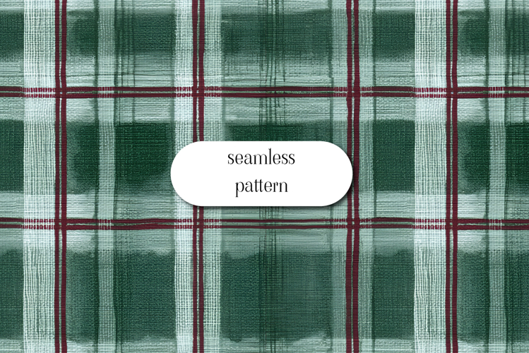 Green Plaid Seamless Pattern Digital Paper Christmas Tartan