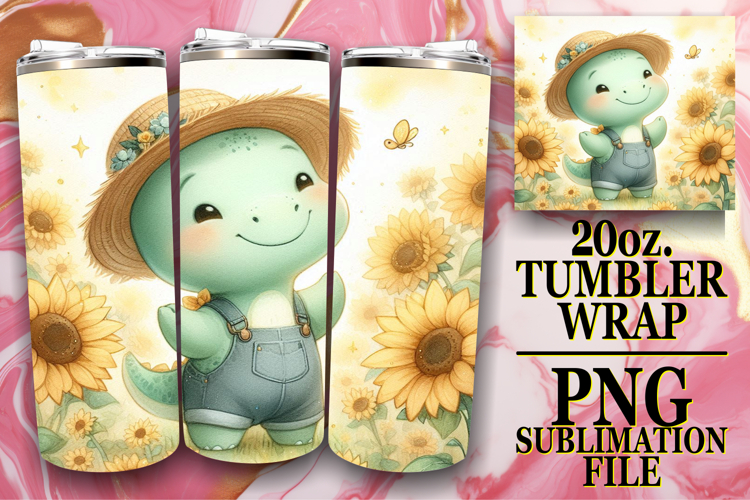 RADIANT JOY 20oz TUMBLER WRAP, Cute Dino example image 1