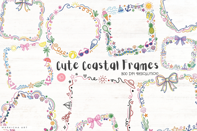 Cute Coastal Frames Clipart
