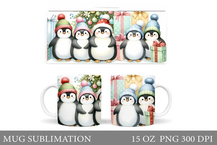 Cute Penguin Mug Design. Christmas Mug Sublimation example image 1