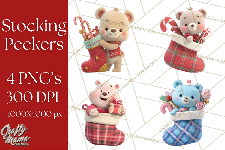 Christmas Stockings & Sleighs Clipart PNG Cute Holiday