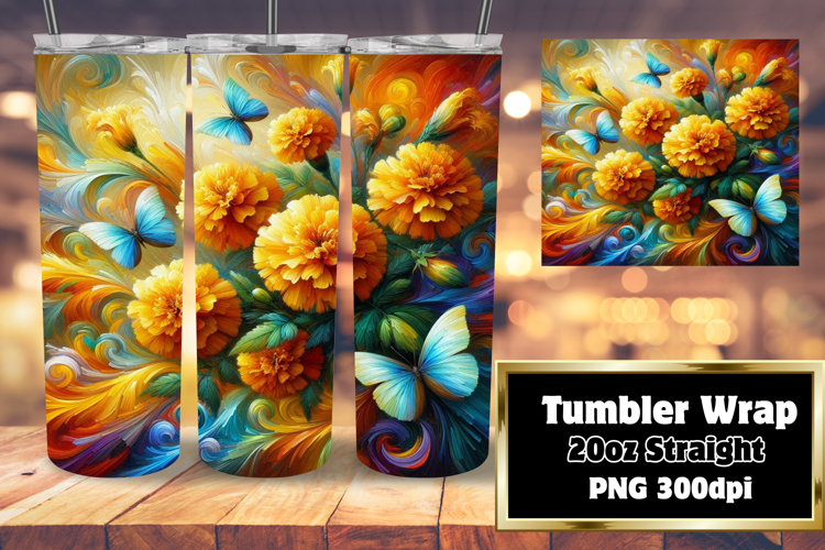 Sublimation-Ready 20oz Artwork , Flowers