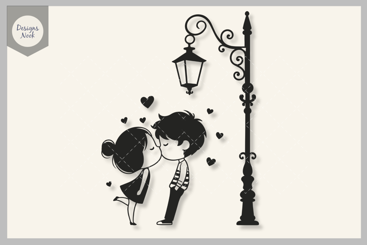 Cute Couple Kiss SVG, Romantic Love SVG, Boy and Girl Kiss