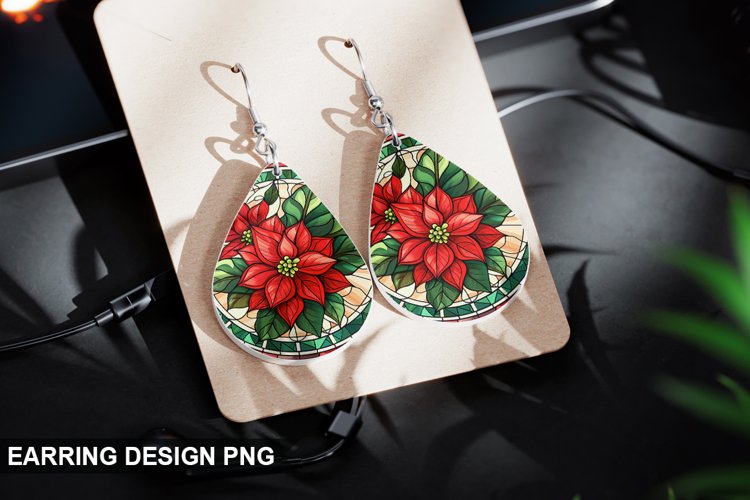 Stained Glass Christmas flowers Earring Design