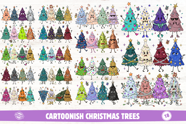 Cartoonish Christmas Trees Clipart example image 1
