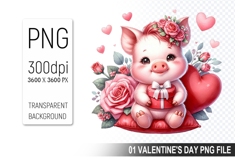Valentines Cute Pig Clipart PNG, Pig Graphic For Crafts