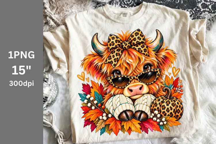 Fall PNG, Halloween PNG, Highland calf PNG