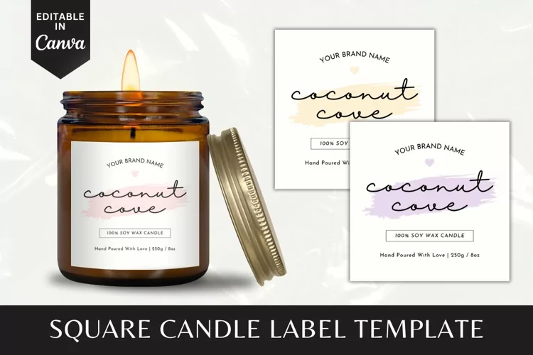 Custom Square Candle Label Canva Template - 6
