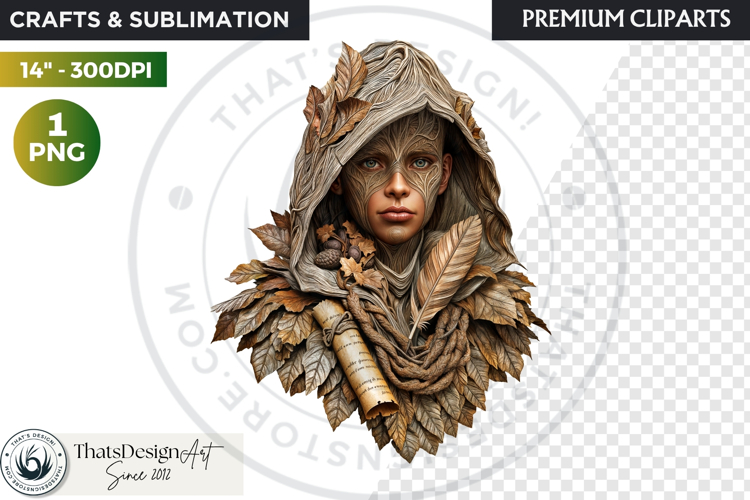 Fantasy Forest Spirit Clipart PNG, Enchanted Nature God