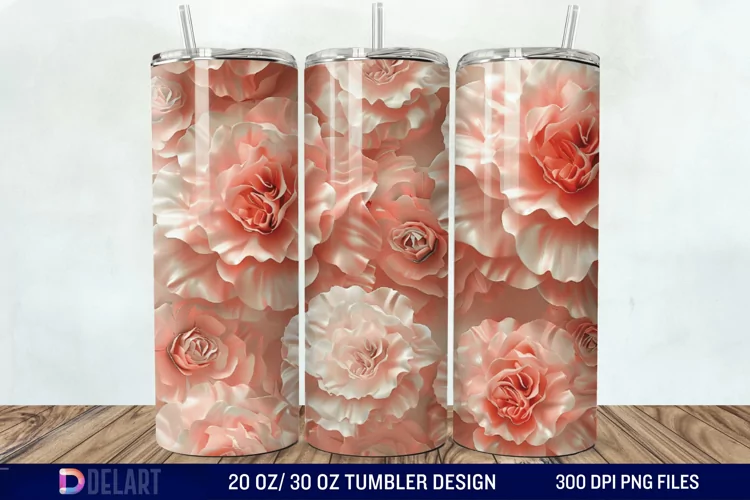 3D Flower Seamless Roses Tumbler Wrap