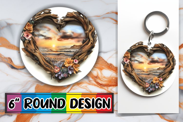 Enchanted Garden Circle Design Sublimation 3D Heart Frame example image 1