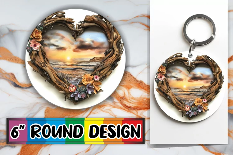 Enchanted Garden Circle Design Sublimation 3D Heart Frame