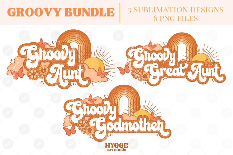Groovy Aunt Retro Sublimation Png Bundle | Sunshine PNG
