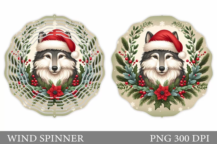 Christmas Wolf Wind Spinner. Christmas Wind Spinner Design