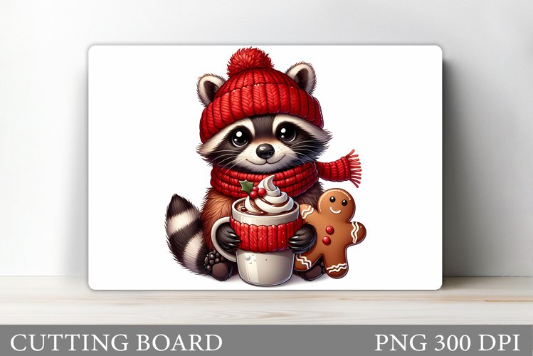Christmas Raccoon Cutting Board. Christmas Cutting Board