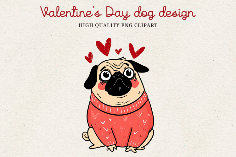 Valentine’s Day Cute Dog Clipart | Love Puppy PNG