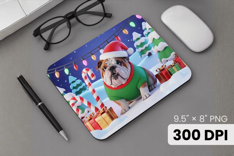 Winter Dog Christmas PNG, Icy Tree Mouse Pad Design