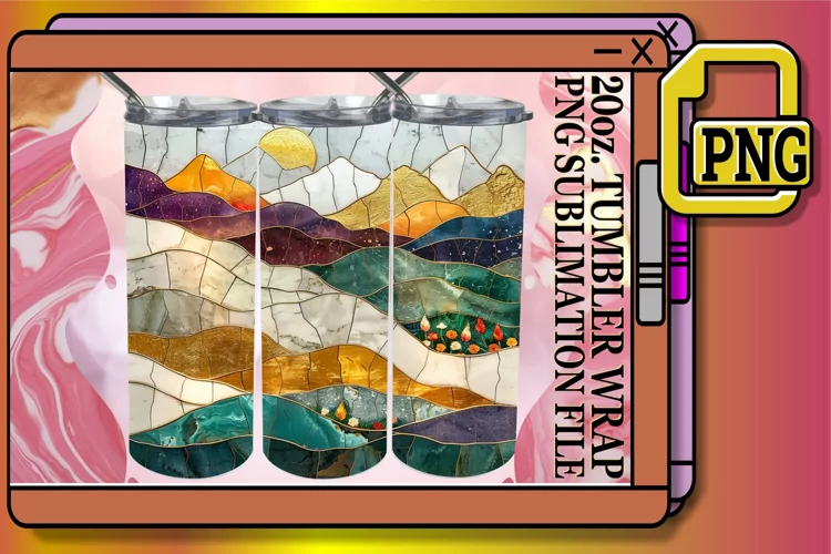 Gilded Adventure: 3D Landscape Tumbler 20oz