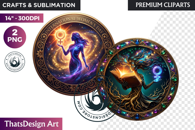 International Womens Day Round Cliparts   Backgrounds PNG