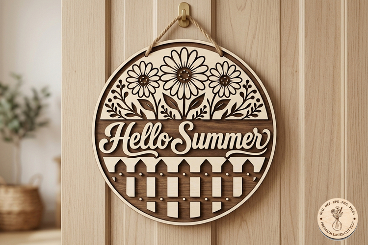 Hello Summer Sign SVG | Daisy Door Hanger File