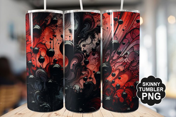 Black Red And Liquid stained Glass - Tumbler PNG Design