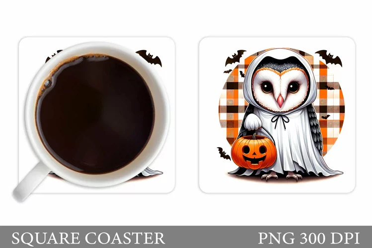 Halloween Owl Coaster Design. Halloween Coaster Sublimation