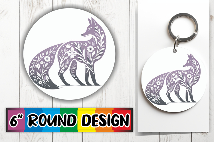 Joyful Round Keychain Magic PNG, Flower Animals