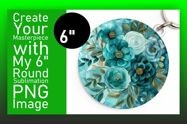 Circle Design Round Keychain Colorful Floral Patterns