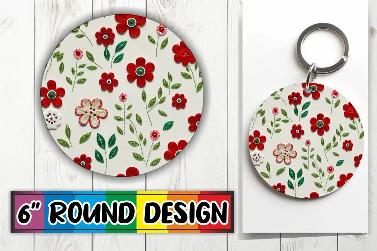 Exquisite 3D Flower Circle Embroidery - Keychain Sublimation