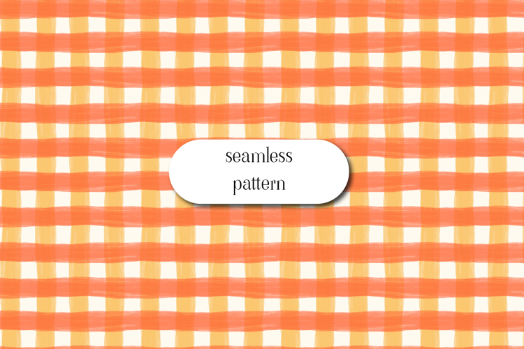 Coral Orange Gingham Seamless Hand Painted Pattern