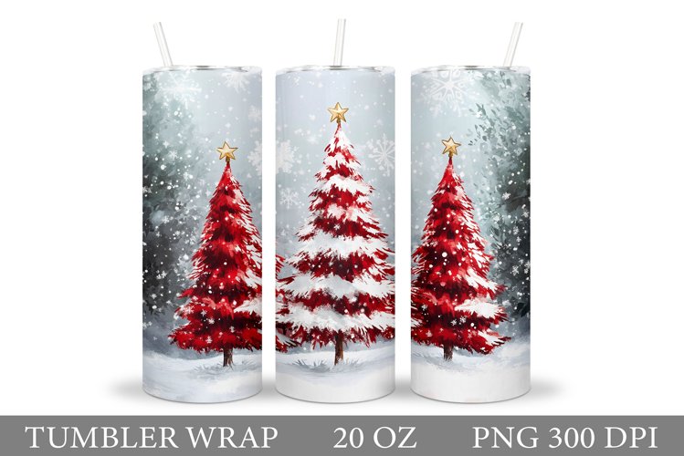 Christmas Tree Tumbler Design. Christmas Tree Sublimation example image 1
